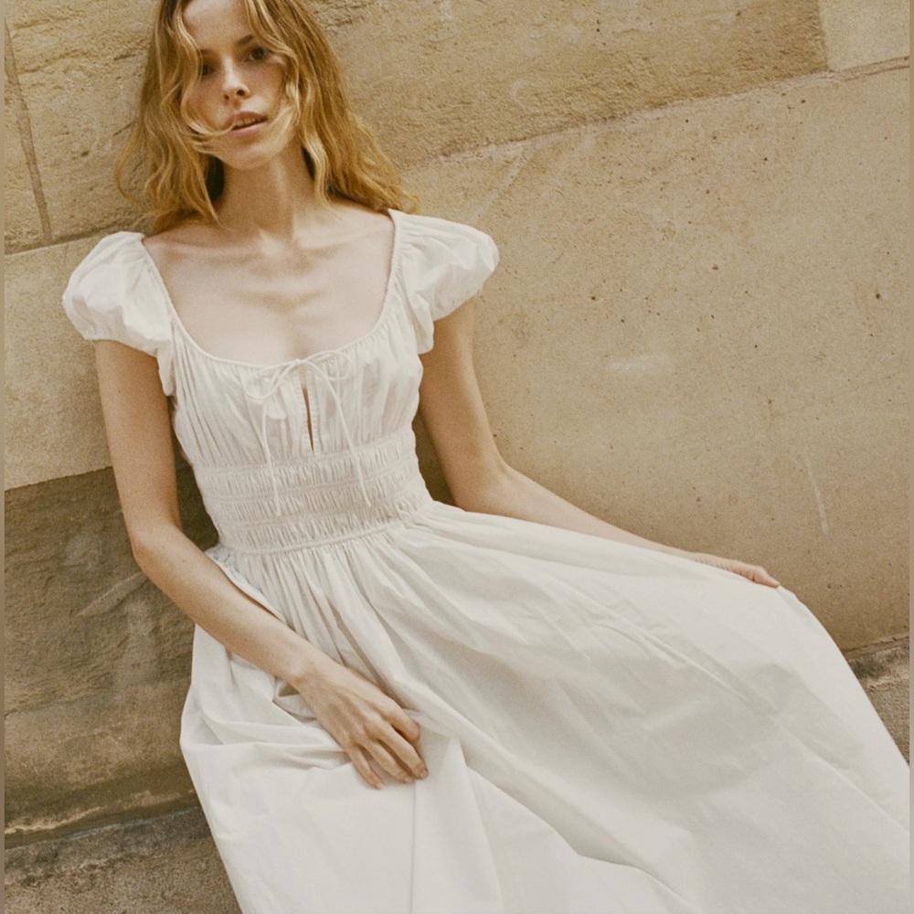 DÔEN Women's Quinn Cotton Shirred Midi-Dress - Picture 3 of 5